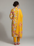 Floral Printed Boho Look Flared Sleeve Kurta With Trouser & Dupatta