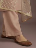 Varanga Women A Graceful Three-Piece Set Featuring A Shimmer Lace-Detailed Kurta, Solid Ankle-Length Trousers, And An Embroidered Net Dupatta.
