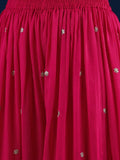Fuchsia Straight-Fit Kurta With Zari Embroidery And Scallop Detailing, Paired With Sharara And Dupatta.