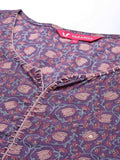 Varanga Purple and Pink Plus Size Ethnic Motifs Printed Thread Work Cotton Floral Kurta