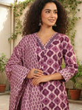 Varanga Ethnic lavender & White Suit Set