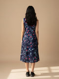 A floral-printed knee-length dress with v neckline perfect for turning heads from brunch to evening outings.