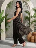 Midnight Bandhani High-Slit Kurta & Palazzo Set with front high slit cut
