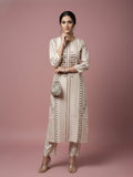 Pristine Ivory Kurta with Minimalist Brown Pop