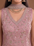 Mauve Embroidered Kurta Set Featuring Zari And Sequin Work With A Matching Flared Palazzo And Embellished Dupatta