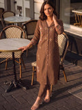 Floral Embroidered Brown Ethnic Kurta Set .