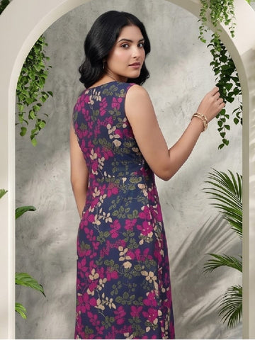 Varanga Blue Colored Women Summer Dress