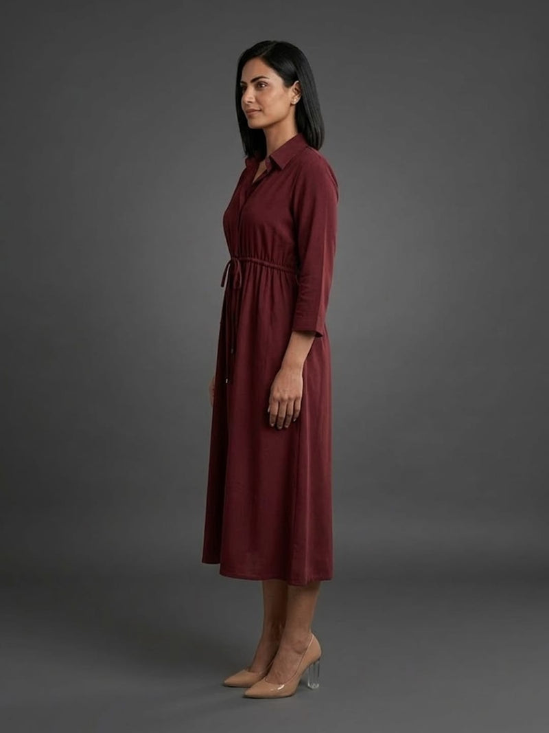 Varanga Maroon Colored Women Summer Dress