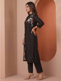 Black Thread Embroidered A-Line Kurta Set
