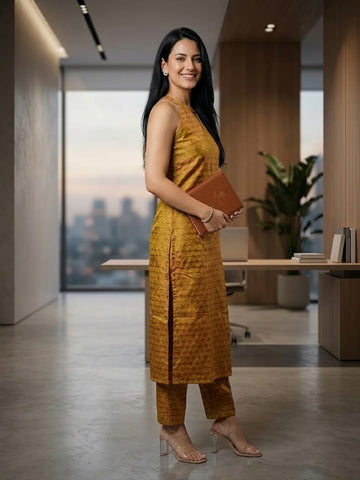 Textured Copper Kurta Set