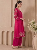 The Fuchsia Blossom Pin-Tuck Festival Women'S Kurta Suit