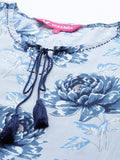 Varanga Women Blue Floral Printed Straight Kurta