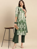 Varanga Women Green  Shibori Straight Kurta Paired With Tonal Bottom And Dupatta