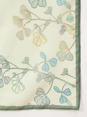 Varanga Women Olive Floral Printed Kurta Paired With Bottom And Dupatta