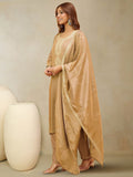 Zari Embroidered Yoke Kurta With Trousers And Dupatta