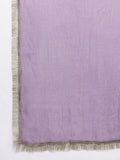 Varanga Women Lavender Zari Embroidered Straight Kurta With Trousers And Fringed Dupatta