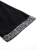 Varanga Women Black Pure Cotton Thread Embroidered Straight Kurta With Trousers And Dupatta