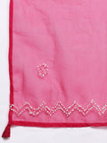 Varanga Women Hand Embroidered French Knot Kurta With Tonal Bottom And Embroidered Dupatta