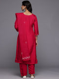 Varanga Women Hand Embroidered French Knot Kurta With Tonal Bottom And Embroidered Dupatta