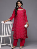 Varanga Women Hand Embroidered French Knot Kurta With Tonal Bottom And Embroidered Dupatta