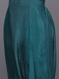 Varanga Women Teal Blue Pure Silk Gotta And Mirror Work Kaftan With Tulip Pants