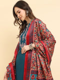 Varanga Thread Embroidered Straight Kurta Paired With Printed Dupatta And Straight Pant