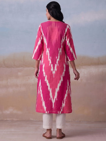 Ikat-Print A-Line Kurta Set