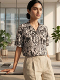 Black Coloured Short Sleeves Shirt Collar Top