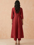Women's Zari Splendour Maroon Embroidered Anarkali Set