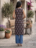 Women's Sleeveless Cotton Printed Kurta