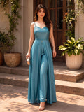 Elegant Teal Kurta Set With Trousers