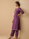 Kurta With Zari Embroidery, Teamed With Trousers And Paired With Dupatta Featuring  Lace Detailing