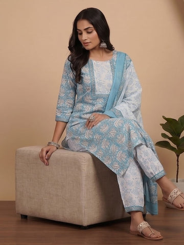Varanga Women Ethnic Floral Printed Kurta Wih Salwar & Dupatta