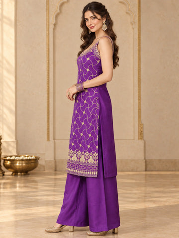 Varanga Women Ethnic Motifs Embroidered Regular Kurta with Palazzos & With Dupatta