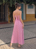 Dusty Pink Geometric Spaghetti Dress