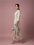 Pristine Ivory Kurta with Minimalist Brown Pop