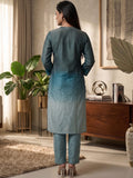 Varanga Women Mandarin Collar Placement Embroidered Kurta Paired With  Tonal Bottom