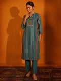 Chanderi Printed Kurta With Trouser And Dupatta