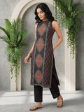 Varanga Women Sleeveless Panelled Floral Print Straight Fit Kurta Paired With Solid Trousers