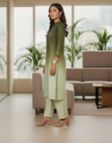 Varanga Women Mandarin Collar Placement Embroidered Kurta Paired With  Tonal Bottom