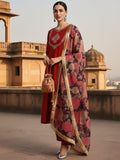 Varanga Women-Zari Embroidered Yoke Anarkali Kurta With Trouser & Dupatta