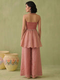 Womens Dusty Rose Halter Peplum Palazzo Set