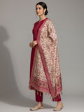 Varanga Women Pink Woven Zari Embroidered Straight Kurta With Bottom And Dupatta