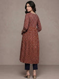 Varanga Women Maroon And Blue Bandez Printed Anarkali Kurta