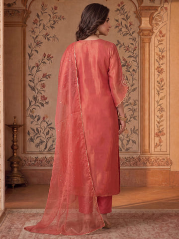 Varanga Women Sequinned work yoke Kurta with Trousers & With Dupatta