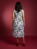 A floral-printed knee-length dress with v neckline perfect for turning heads from brunch to evening outings.