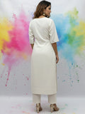 Off-White Half-Sleeve Buttoned Kurta