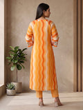 Women's Striped Cotton Aline Kurta Set with Fusion Look