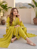 Kurta Set With 3D Work On The Sleeves Paired With Solid Trousers And Dupatta.