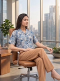 Blue Coloured Short Sleeves Shirt Collar Top